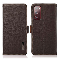 Leather Case Stands Flip Cover Holder B03H for Samsung Galaxy S20 FE (2022) 5G Brown