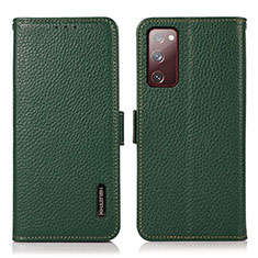 Leather Case Stands Flip Cover Holder B03H for Samsung Galaxy S20 FE (2022) 5G Green