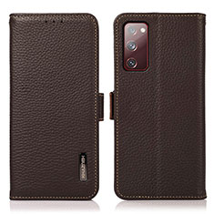 Leather Case Stands Flip Cover Holder B03H for Samsung Galaxy S20 FE 5G Brown