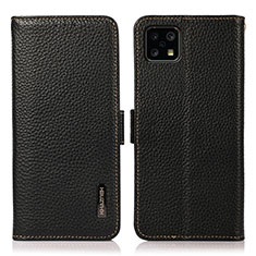 Leather Case Stands Flip Cover Holder B03H for Sharp Aquos Sense4 Basic Black