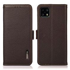 Leather Case Stands Flip Cover Holder B03H for Sharp Aquos Sense4 Basic Brown