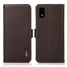 Leather Case Stands Flip Cover Holder B03H for Sharp Aquos wish Brown