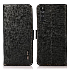 Leather Case Stands Flip Cover Holder B03H for Sony Xperia 10 III Black