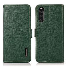 Leather Case Stands Flip Cover Holder B03H for Sony Xperia 10 III Green