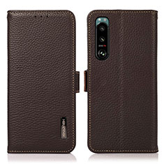 Leather Case Stands Flip Cover Holder B03H for Sony Xperia 5 III Brown