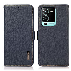 Leather Case Stands Flip Cover Holder B03H for Vivo V25 Pro 5G Blue