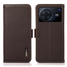 Leather Case Stands Flip Cover Holder B03H for Vivo X Note Brown