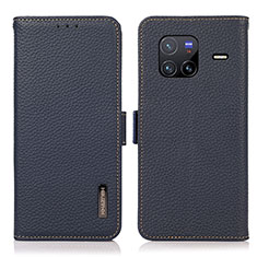Leather Case Stands Flip Cover Holder B03H for Vivo X80 5G Blue