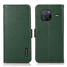 Leather Case Stands Flip Cover Holder B03H for Vivo X80 5G Green