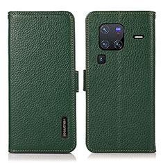 Leather Case Stands Flip Cover Holder B03H for Vivo X80 Pro 5G Green