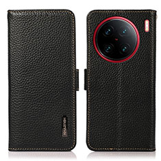 Leather Case Stands Flip Cover Holder B03H for Vivo X90 Pro+ Plus 5G Black