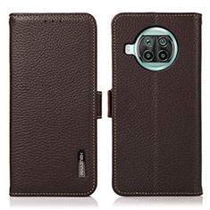 Leather Case Stands Flip Cover Holder B03H for Xiaomi Mi 10i 5G Brown