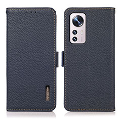 Leather Case Stands Flip Cover Holder B03H for Xiaomi Mi 12 Lite 5G Blue