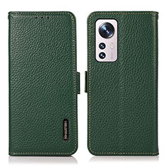 Leather Case Stands Flip Cover Holder B03H for Xiaomi Mi 12 Lite 5G Green