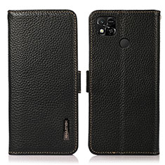 Leather Case Stands Flip Cover Holder B03H for Xiaomi POCO C31 Black