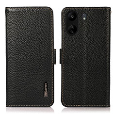 Leather Case Stands Flip Cover Holder B03H for Xiaomi Poco C65 Black