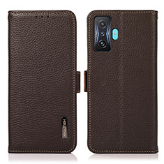 Leather Case Stands Flip Cover Holder B03H for Xiaomi Poco F4 GT 5G Brown