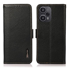 Leather Case Stands Flip Cover Holder B03H for Xiaomi Poco F5 5G Black