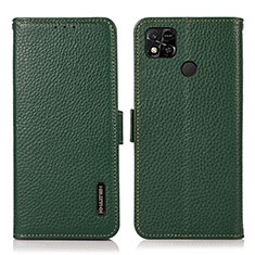 Leather Case Stands Flip Cover Holder B03H for Xiaomi Redmi 10A 4G Green