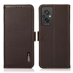 Leather Case Stands Flip Cover Holder B03H for Xiaomi Redmi 11 Prime 4G Brown