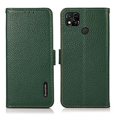 Leather Case Stands Flip Cover Holder B03H for Xiaomi Redmi 9C Green