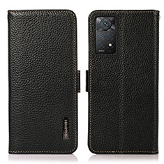 Leather Case Stands Flip Cover Holder B03H for Xiaomi Redmi Note 11 Pro 4G Black