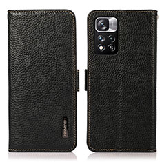 Leather Case Stands Flip Cover Holder B03H for Xiaomi Redmi Note 11 Pro+ Plus 5G Black