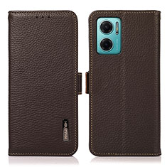 Leather Case Stands Flip Cover Holder B03H for Xiaomi Redmi Note 11E 5G Brown