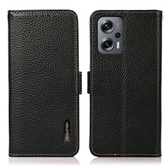 Leather Case Stands Flip Cover Holder B03H for Xiaomi Redmi Note 11T Pro+ Plus 5G Black