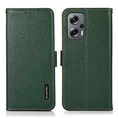 Leather Case Stands Flip Cover Holder B03H for Xiaomi Redmi Note 11T Pro+ Plus 5G Green