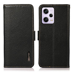 Leather Case Stands Flip Cover Holder B03H for Xiaomi Redmi Note 12 Pro 5G Black