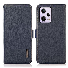 Leather Case Stands Flip Cover Holder B03H for Xiaomi Redmi Note 12 Pro 5G Blue