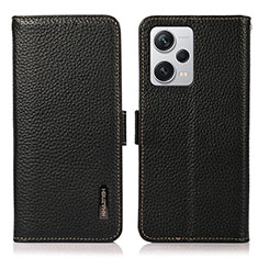Leather Case Stands Flip Cover Holder B03H for Xiaomi Redmi Note 12 Pro+ Plus 5G Black