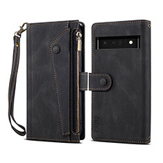 Leather Case Stands Flip Cover Holder B03S for Google Pixel 6 Pro 5G Black