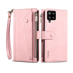 Leather Case Stands Flip Cover Holder B03S for Samsung Galaxy A42 5G Rose Gold