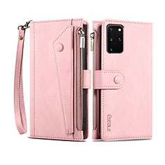 Leather Case Stands Flip Cover Holder B03S for Samsung Galaxy S20 Plus 5G Rose Gold