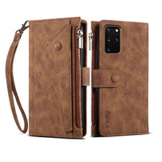 Leather Case Stands Flip Cover Holder B03S for Samsung Galaxy S20 Plus Brown