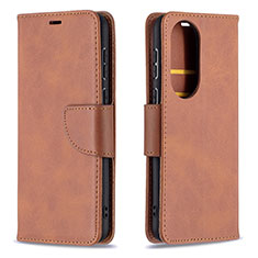 Leather Case Stands Flip Cover Holder B04F for Huawei P50 Pro Brown