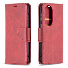 Leather Case Stands Flip Cover Holder B04F for Huawei P50 Pro Red