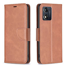 Leather Case Stands Flip Cover Holder B04F for Motorola Moto E13 Brown