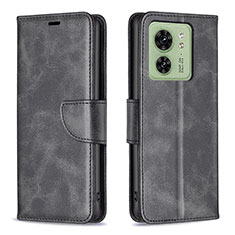 Leather Case Stands Flip Cover Holder B04F for Motorola Moto Edge 40 5G Black