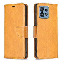 Leather Case Stands Flip Cover Holder B04F for Motorola Moto Edge 40 Pro 5G Light Brown
