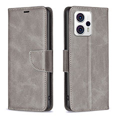 Leather Case Stands Flip Cover Holder B04F for Motorola Moto G13 Gray