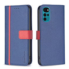 Leather Case Stands Flip Cover Holder B04F for Motorola Moto G22 Blue