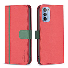 Leather Case Stands Flip Cover Holder B04F for Motorola Moto G41 Red