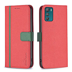 Leather Case Stands Flip Cover Holder B04F for Motorola Moto G42 Red