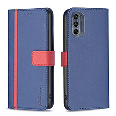 Leather Case Stands Flip Cover Holder B04F for Motorola Moto G62 5G Blue