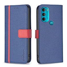 Leather Case Stands Flip Cover Holder B04F for Motorola Moto G71 5G Blue