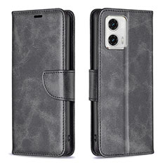 Leather Case Stands Flip Cover Holder B04F for Motorola Moto G73 5G Black
