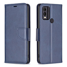 Leather Case Stands Flip Cover Holder B04F for Nokia C22 Blue